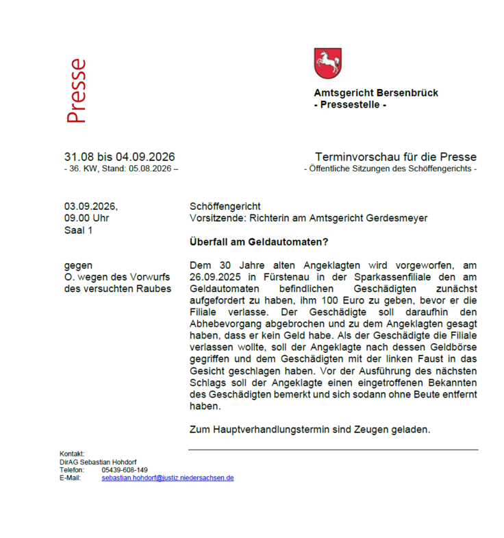 Pressemitteilung 31.08. - 04.09.26